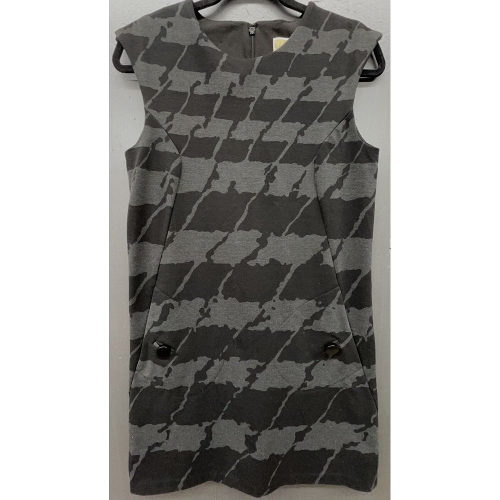 Michael Kors Dress M Black Gray Camouflage Sleeveless Sheath Lined Stretch Knee